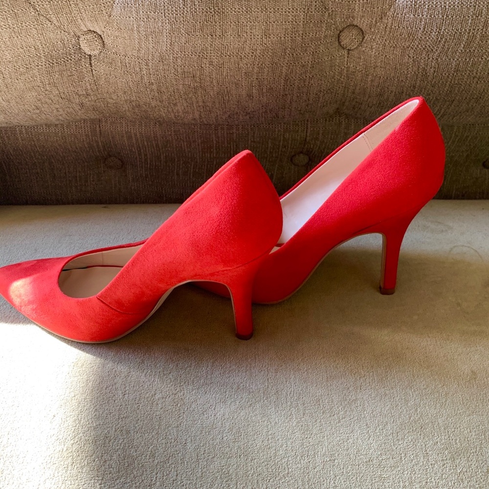 Red suede stilettos